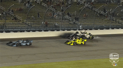 Race Cars On IndyCar Track GIF