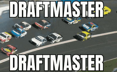 Race Cars On Track Saying Draftmaster GIF