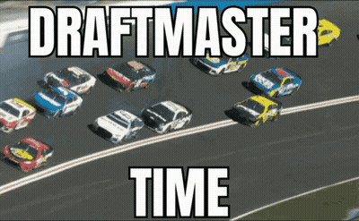 Race Cars On Track Saying Draftmaster Time GIF
