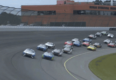 Race Cars Racing On Track With Ford Car GIF