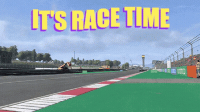 Race Track Saying Its Race Time GIF
