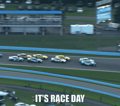 Race Track With Race Day Words GIF