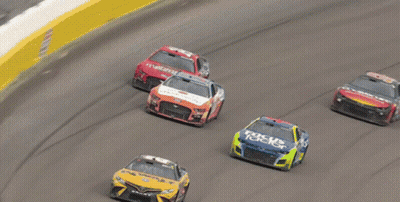 Race Track With Xfinity Sign Above Cars GIF