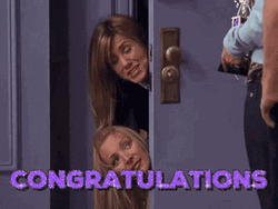 Rachel And Phoebe Peeking To Give Congrats GIF