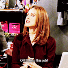 Rachel Green Exaggerated I Love My Job GIF