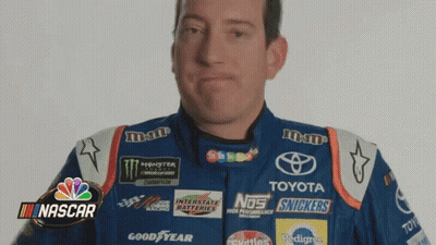 Racing Suit Man Making Funny Face At NASCAR Logo GIF