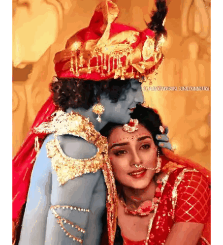 Radha Krishna Bride And Groom Painting Sticker