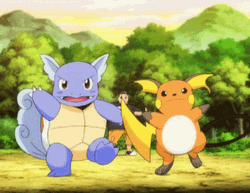 Raichu Spinning In Front Of Wartortle GIF