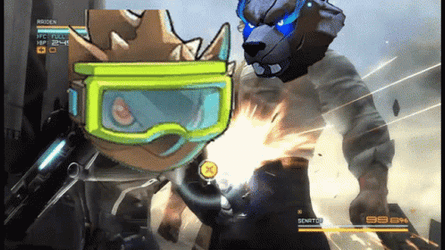 Raiden Punching Armstrong Gunfire Reborn Heads GIF