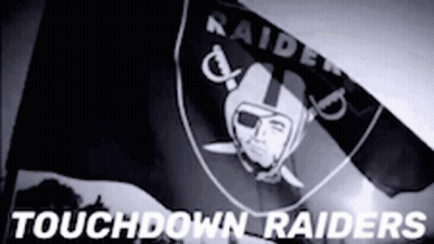 Raiders Flag Flying In Black And White Photo GIF