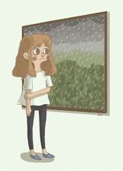 Rain Anime Girl In Window GIF