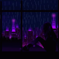 Rain With A Lonely Woman Purple Aesthetic GIF