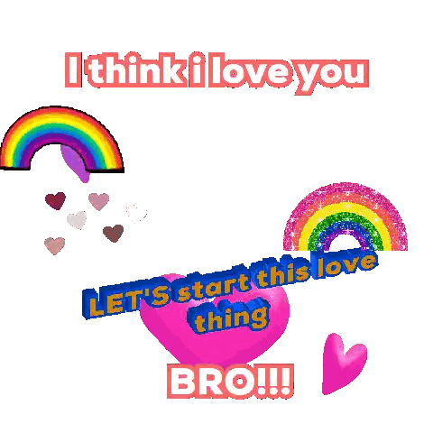 Rainbow And Hearts I Think I Love You Sticker