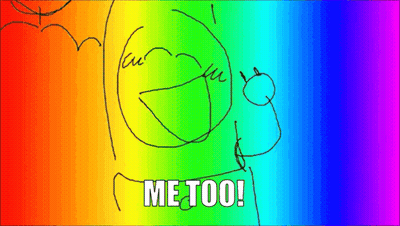 Rainbow Background Man Saying Me Too GIF