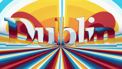 Rainbow Background With Word Dublin GIF