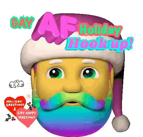 Rainbow Bearded Man Santa Hat Gay AF Sticker