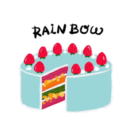 Rainbow Bow Cake With Strawberries Sticker