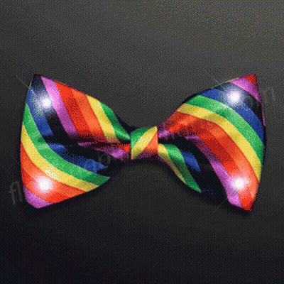 Rainbow Bow Tie Lit Up on Dark Background
