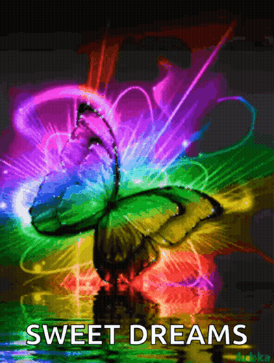 Rainbow Butterfly Saying Sweet Dreams GIF