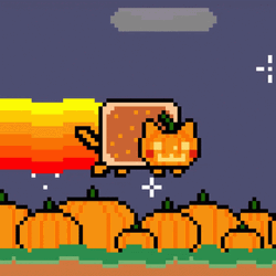 Rainbow Cat Halloween Ride GIF