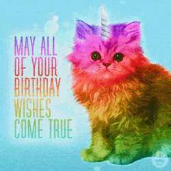 Rainbow Cat Happy Birthday Unicorn Horn GIF