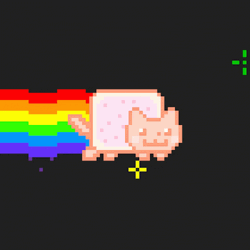 Rainbow Cat Running In Space GIF