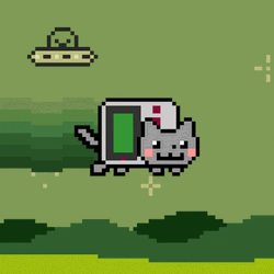 Rainbow Cat Spaceship Voyage GIF