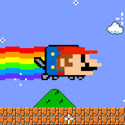 Rainbow Cat Super Mario Head GIF