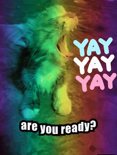 Rainbow Cat Yawning Yay Yay Yay Are You Ready GIF