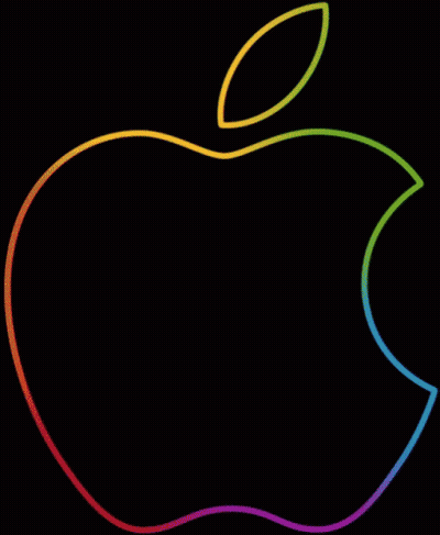Rainbow Colored Apple On Black Background GIF