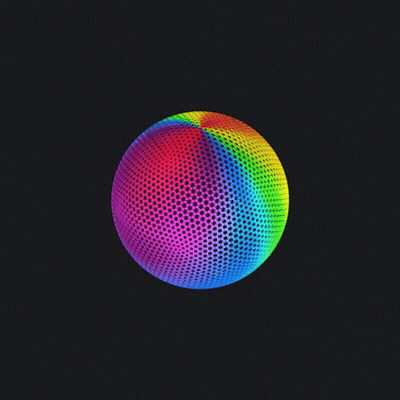 Rainbow Colored Ball Exploding Into Pieces GIF