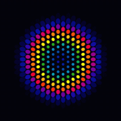 Rainbow Colored Circles On Black Background GIF