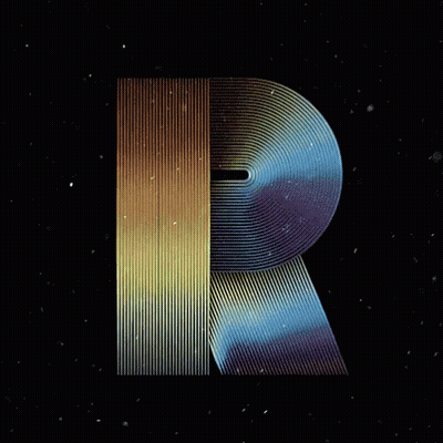Rainbow Colored Letter R Black Background GIF