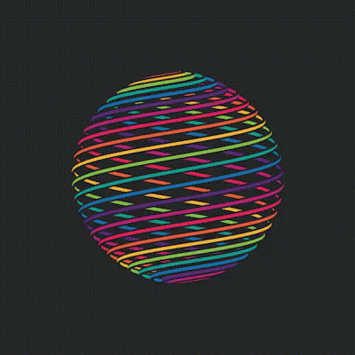 Rainbow Colored Sphere On Dark Background GIF