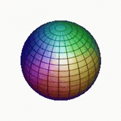 Rainbow Colored Sphere With Grid GIF