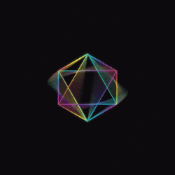 Rainbow Colored Spinning Tesseract GIF