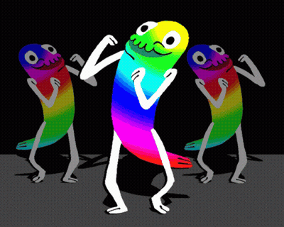 Rainbow Colored Worm Dancing GIF