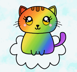 Rainbow Coloured Cartoon Cat GIF