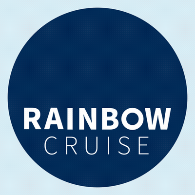 Rainbow Cruise Logo With Eggplant And Apple GIF