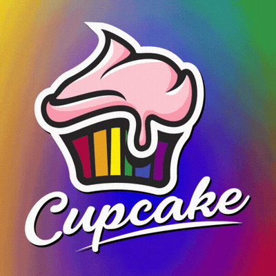 Rainbow Cupcake With Pink Frosting GIF