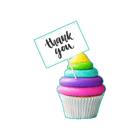 Rainbow Cupcake With Thank You Sign Sticker