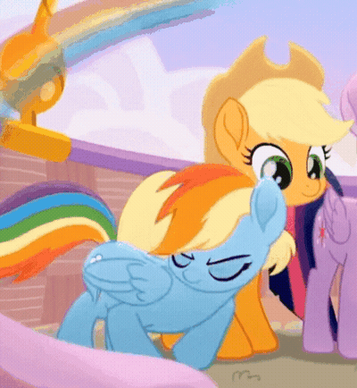 Rainbow Dash And Applejack Standing GIF