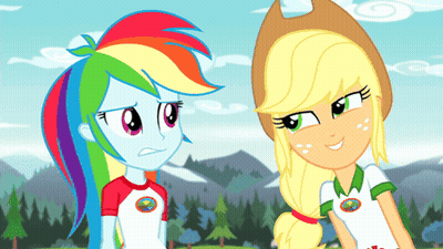 Rainbow Dash And Applejack Standing GIF