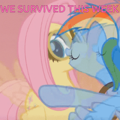 Rainbow Dash And Fluttershy Hugging We Survived This Week GIF