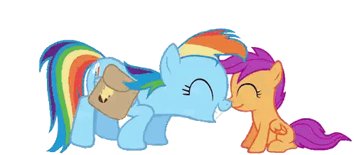 Rainbow Dash And Scootaloo From My Little Pony Kissing Sticker