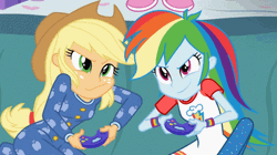 Rainbow Dash Applejack Competing GIF