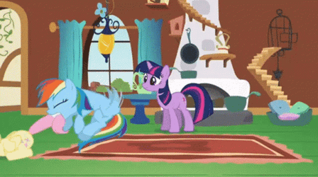 Rainbow Dash Drags Fluttershy GIF