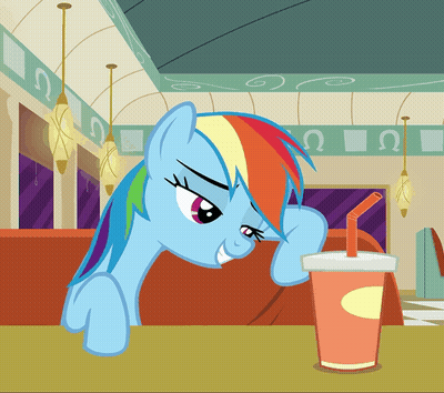 Rainbow Dash My Little Pony Sitting With Drink And Straw GIF