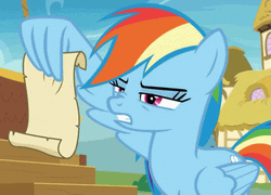 Rainbow Dash Reading Long List GIF
