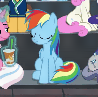 Rainbow Dash Sitting With Coffee GIF